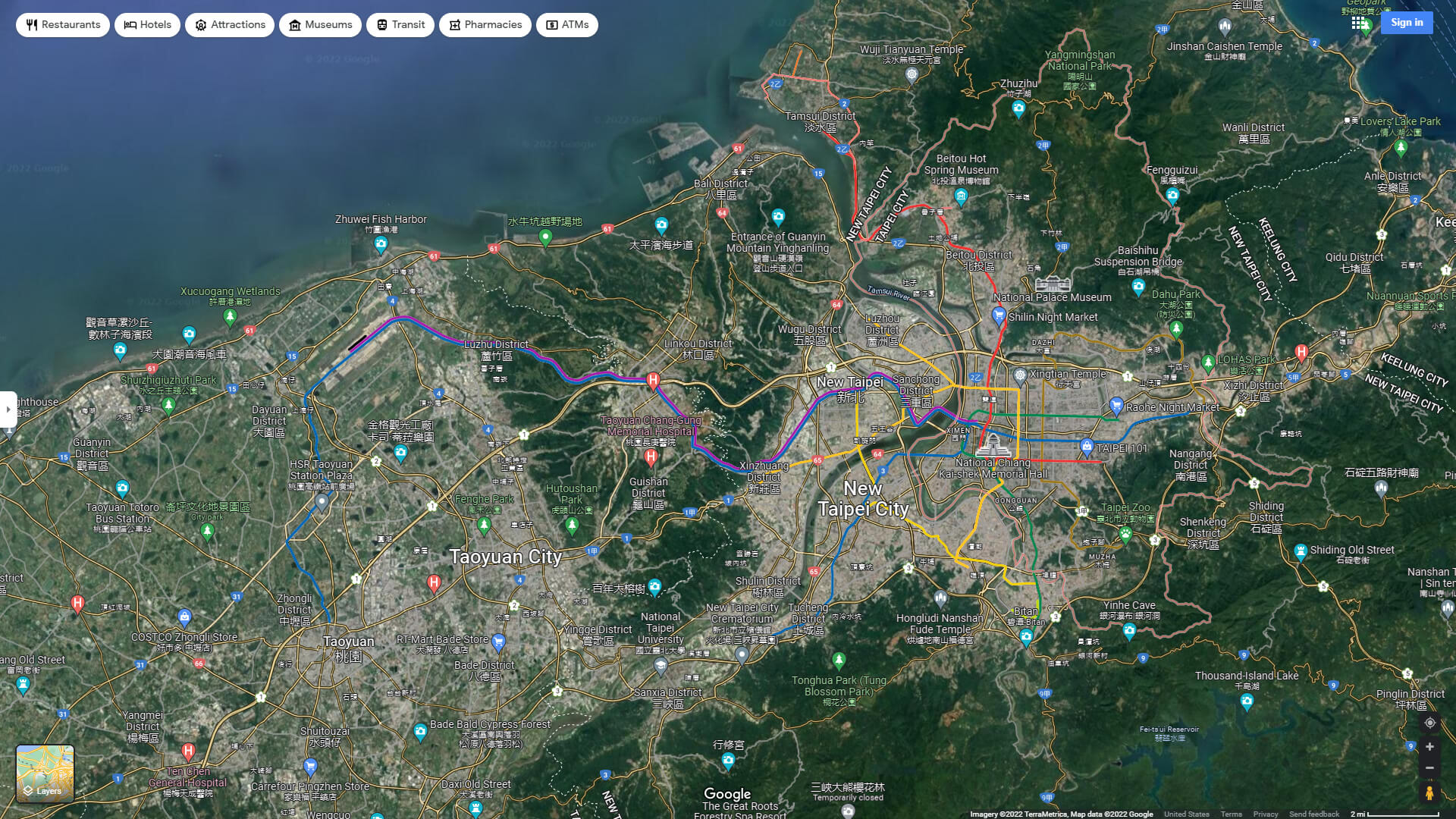 Taipei Aerial View Map